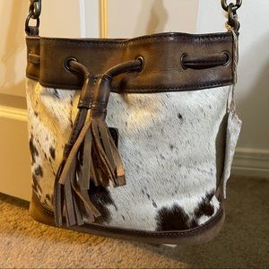 Cowhide bucket purse